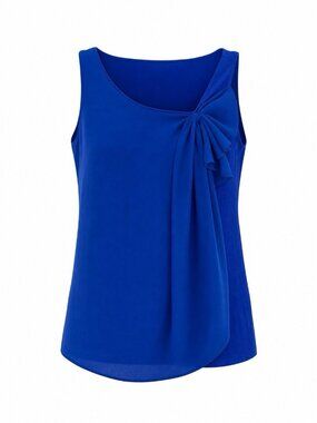 Antonio Melani Royal Blue Sleeveless Chiffon Bow Tank Top Size S Body 100% Silk
